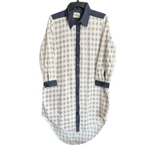 NWT Rhea Women’s Plaid Calefactora Soft Button-up Jacket in Gray/White, One size